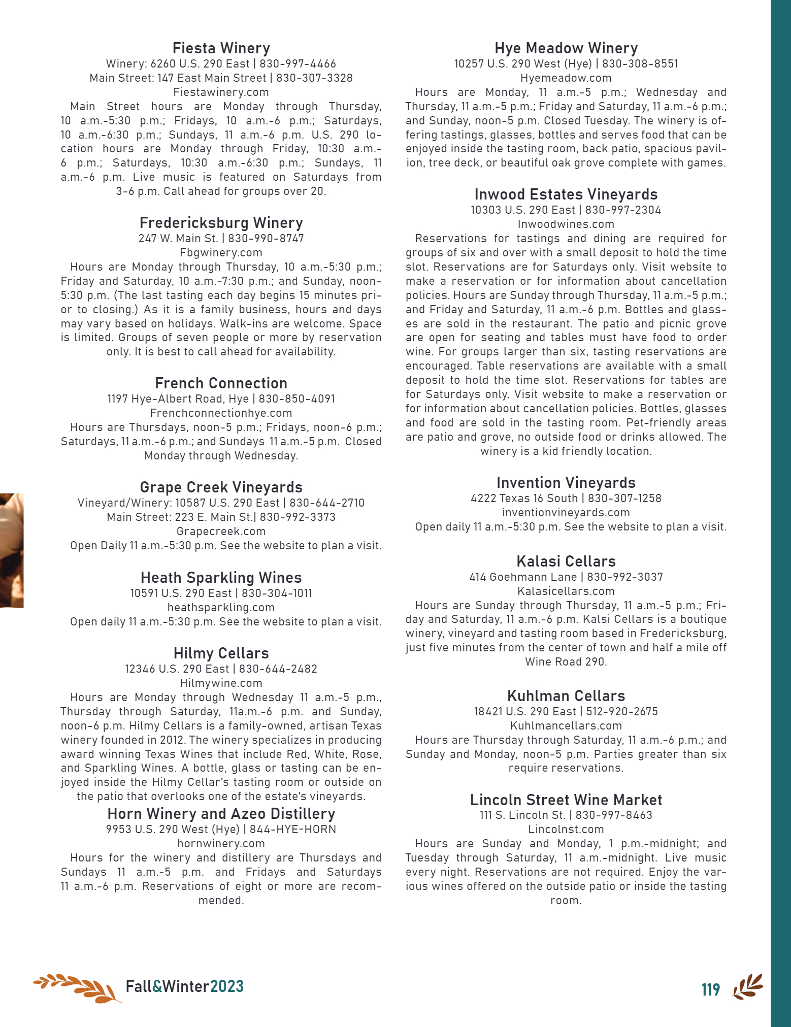 GoFredericksburg Visitors Guide Fall / Winter 2023 - page 121